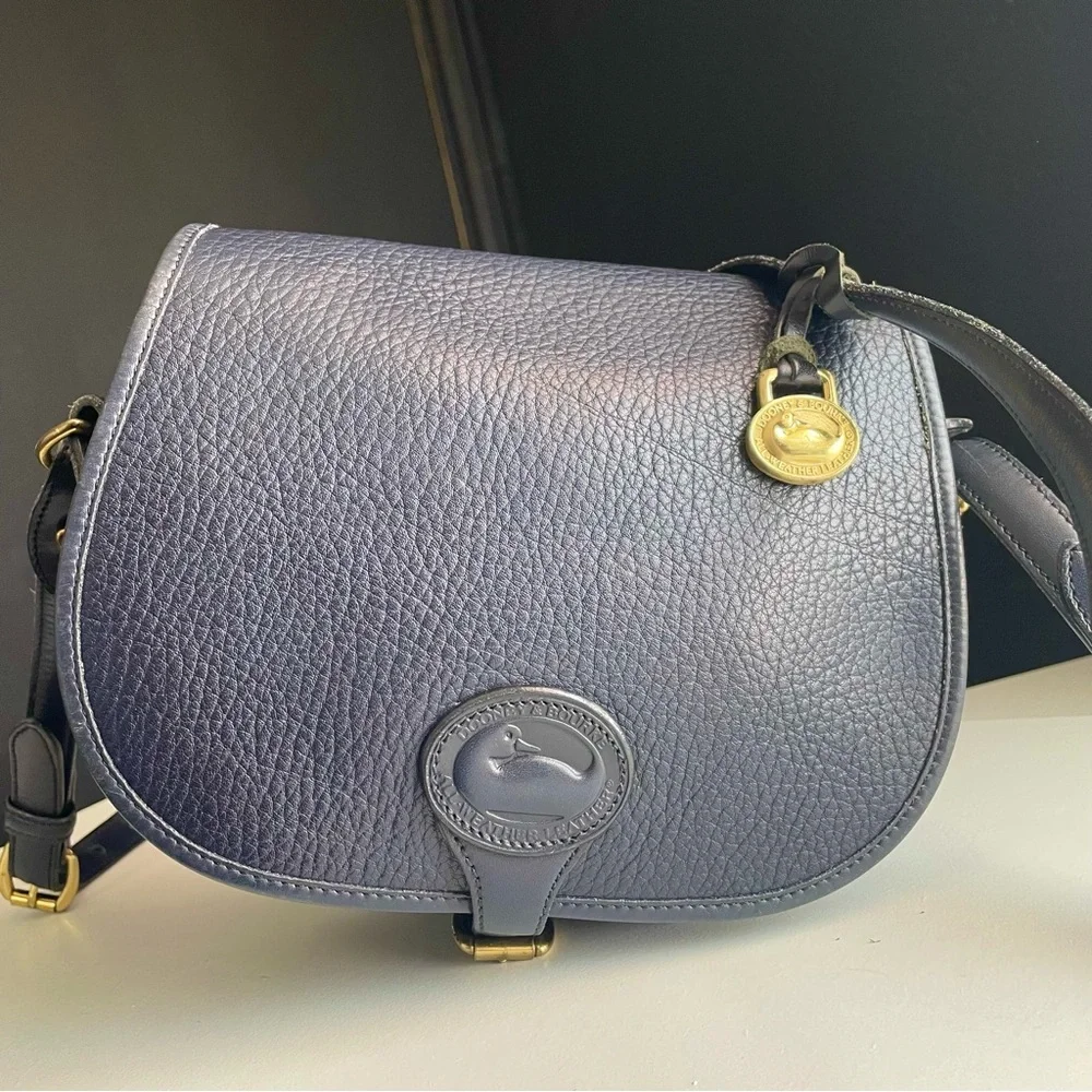 Dooney and Bourke AWL Leather Navy Blue Saddle crossbody Bag - Picture 2 of 15